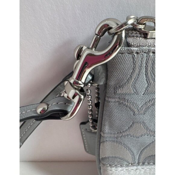 Coach Signature Gray Wristlet Pouch with mini hang tag 7”x4.5” - Picture 3 of 10